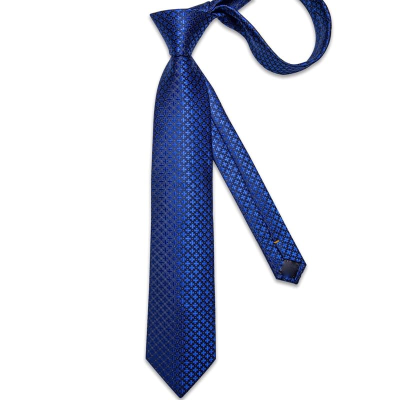 Conjunto de corbata de seda a cuadros para hombre miniatura 4
