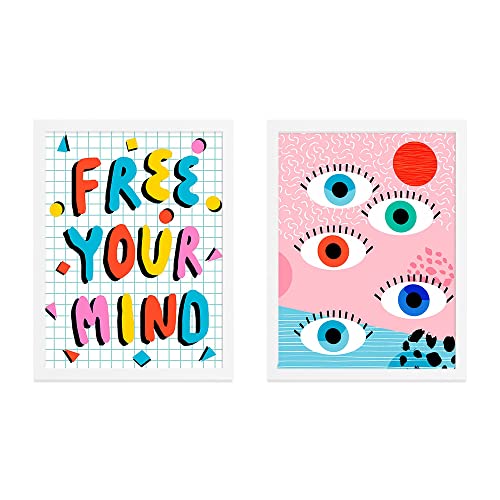 Image of PAINTINGMANTRA Good Free your Mind & Eye Art Posters For Room Decoration, Decorative Home Wall Decor Art Posters, Wall Art For Living Room (Set Of 2, 13x17 Inch)