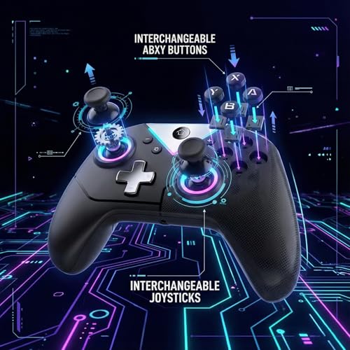 Image of Offbeat Bluetooth 5.2 wireless RGB gaming Controller for PC, IOS / Android | Dual-mode BT 5.2 + Wired gamepad | Hall effect magnetic triggers & joystick | Macro programmable button and turbo mode | Rechargeable Type C