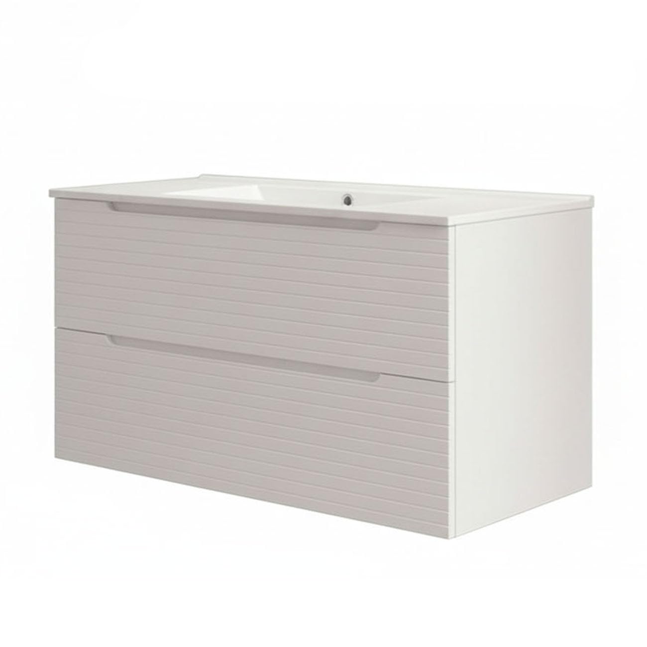 Kibath Mueble de baño con Lavabo Boreal 100x45 cm Acabado Blanco Mate 2 cajones suspendido