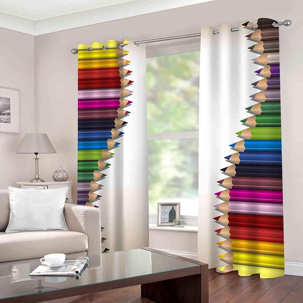 Modern Blackout Curtains with Eyelet 3D Printed Thermal Insulated Window Treatments Color Brush Ideas Living Room Bedroom Window Drapes 2 Panel Set 72" X 108" (2XW27.5"xL63")