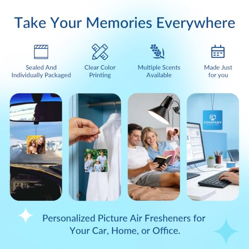Image of Custom Air Fresheners with Picture for Car | Personalized Photo Gifts; Double-Sided Print; Hanging Ornament; Scent Choice Available; Square Shape