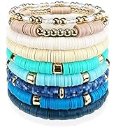 CATCHY & CRAFTY Bracelet Heishi Stretch Stackable Layering Beaded Colorful Bracelets Women Boho F...