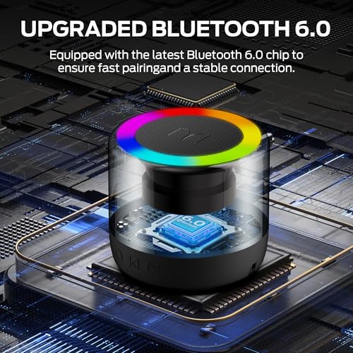 Image of Monster S270 Bluetooth Speaker, Mini Portable Speaker with 360 Surround Sound, Bluetooth 6.0, Colorful Lights, TWS Paring, IPX6 Waterproof Wireless Speaker for Hiking, Cycling, and Indoor Activities