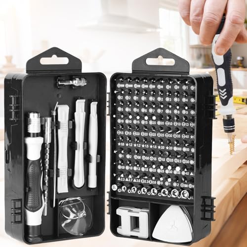 Set di cacciaviti di precisione 115 in 1, kit di riparazione con punte, maniglia, asta di prolunga, pinzette per laptop, orologio, telefono, console di gioco, elettronica