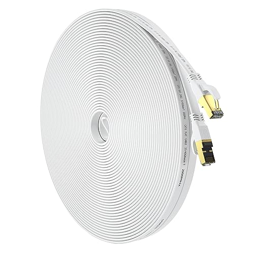 Cat 8 Ethernet Cable 25 FT, Outdoor&Indoor High Speed Heavy Duty Network LAN Internet Cable,SFTP Gold Plated RJ45 40Gbps 2000Mhz Patch Cord, for Modem/Router/Gaming,Faster Than Cat7/Cat6/Cat5-White
