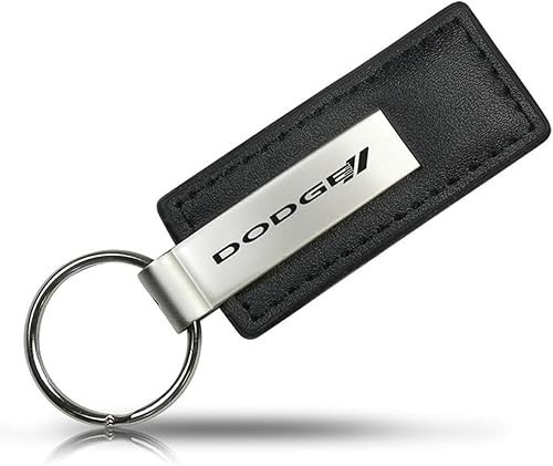 Au-TOMOTIVE GOLD, INC - Llavero de cuero negro con licencia oficial para Dodge Stripe, Negro -