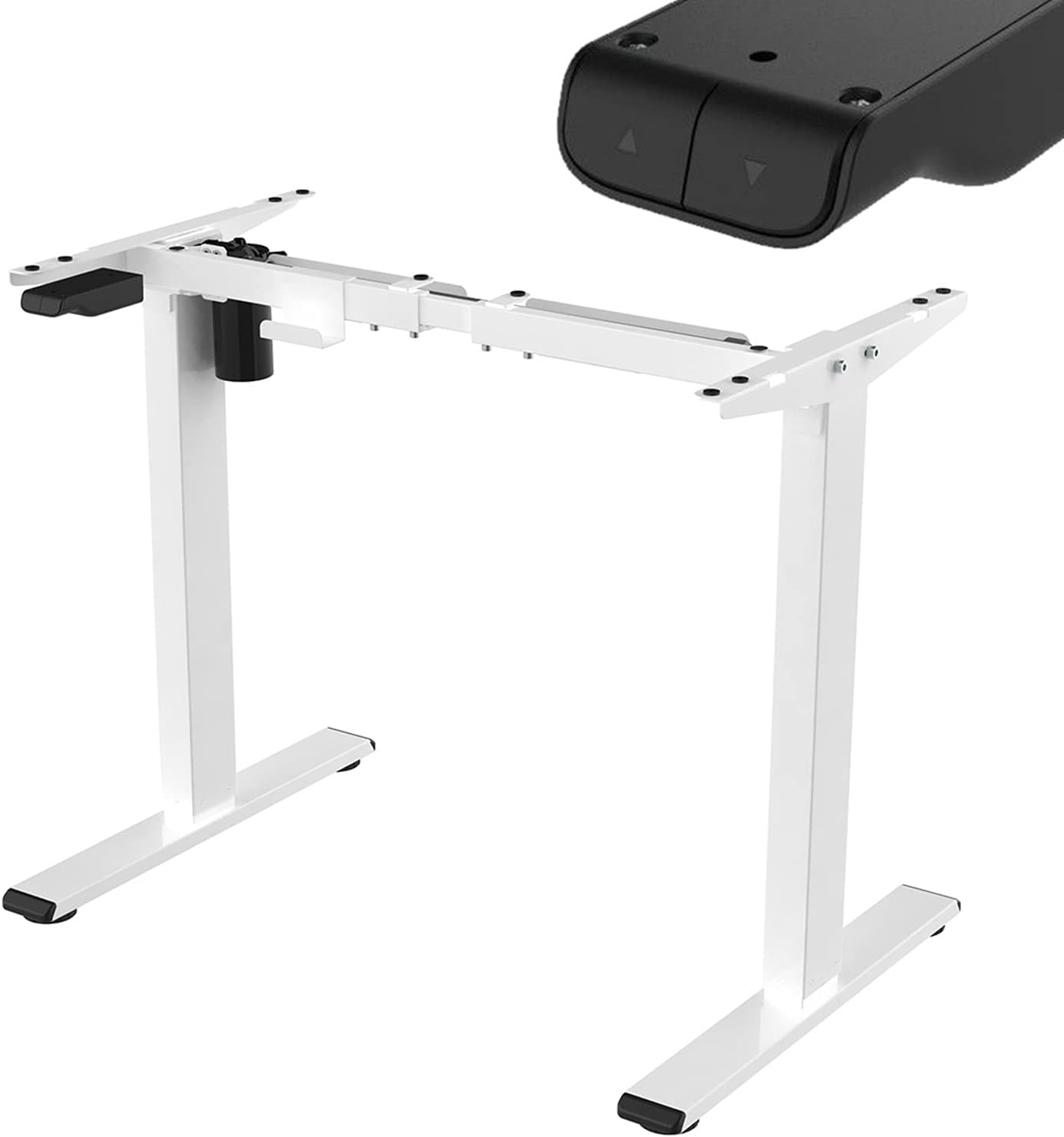 Soporte de escritorio eléctrico regulable en altura hasta 121 cm, protección anticolisión, carga máxima 70 kg, escritorio ergonómico para ordenador (SPE-114A, 2 niveles, 1 motor, color blanco)