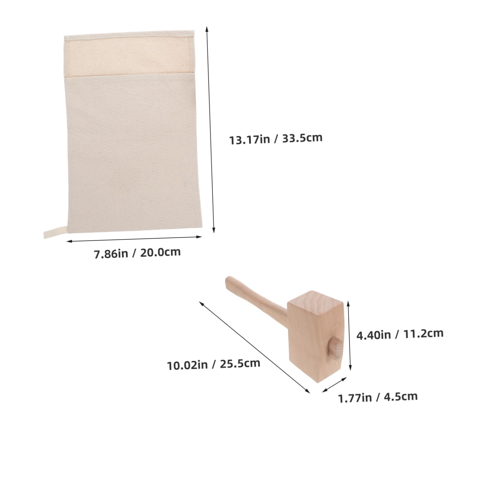 CATIEBYE Efficient Cocktail Ice Crushing 2 Pack Canvas Bag Wooden Mallet Tool for Bars