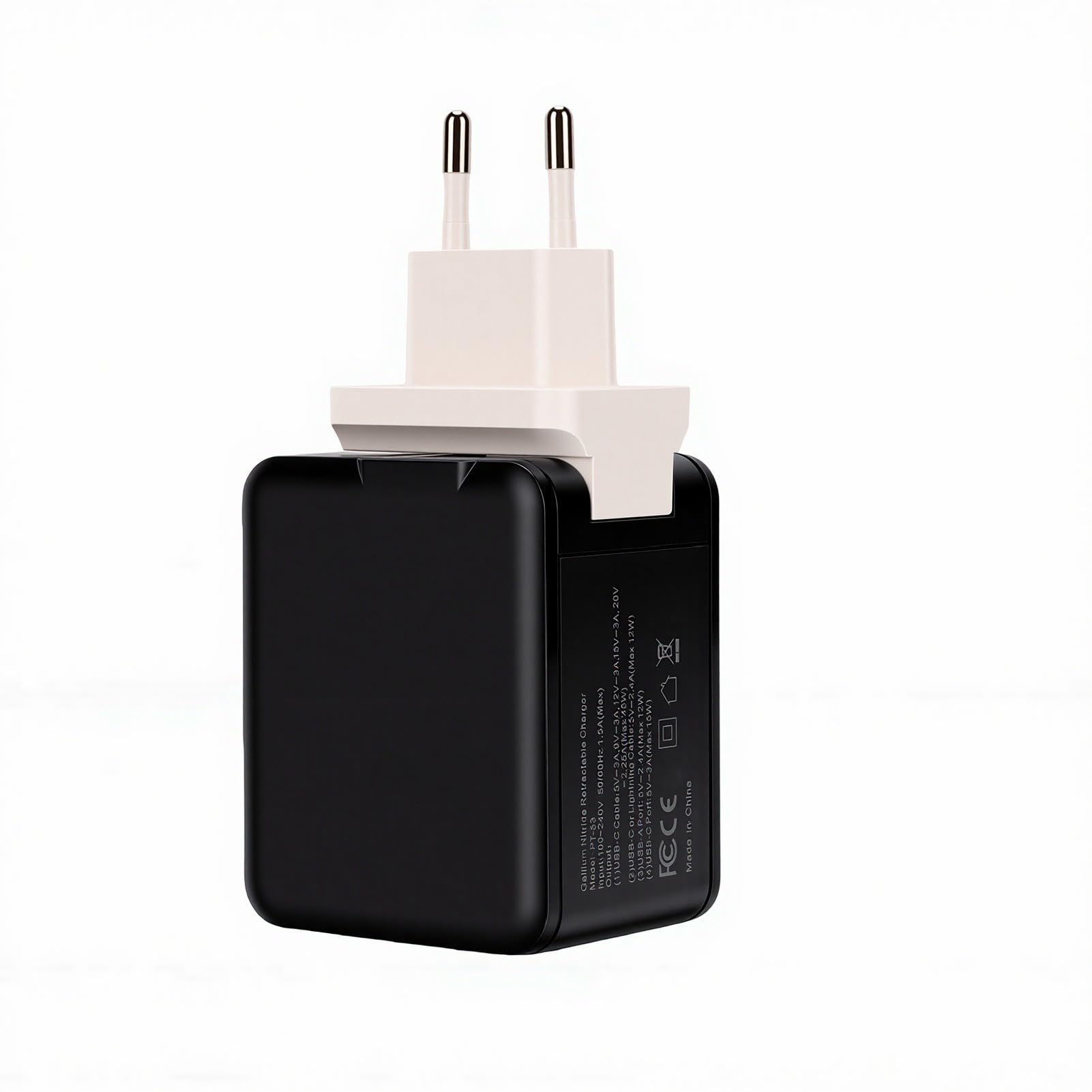 Gugxiom Caricatore da Muro Portatile da 81 W a Ricarica Rapida Spina USB Tipo C Retrattile 4 in 1 per Laptop Telefoni Auricolari 6,4 X 5,37 X,05 Cm (Spina europea)