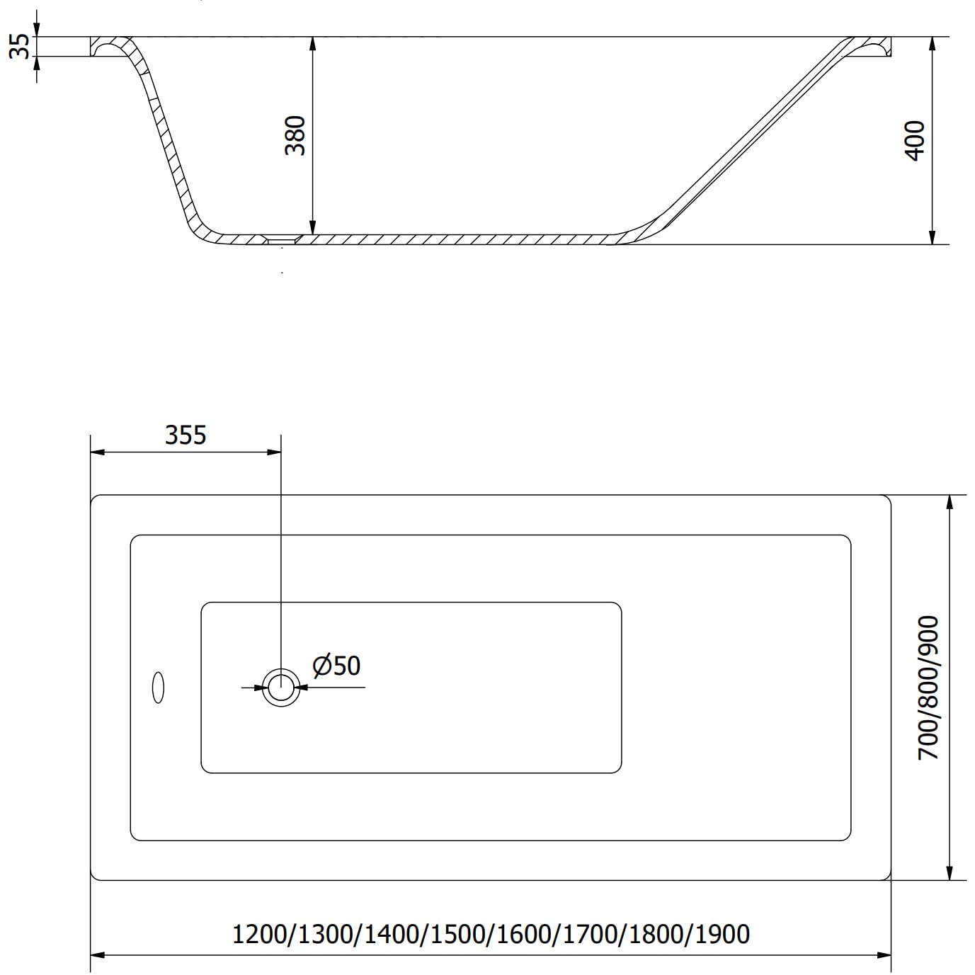Mexen Cubik Rechteckige Badewanne 160 x 70 cm mit Verkleidung und einflügeliger Trennwand 100 cm