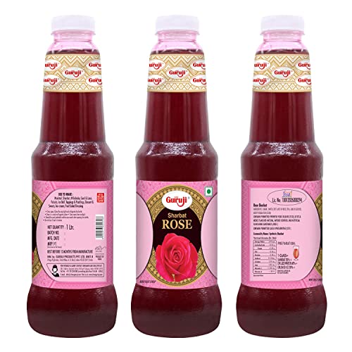 Image of Shree Guruji Badam Kesar 1litr+Rose1litr Dry Fruit Sherbet Instant Refreshing Drink for Summer Special (Combo Pack)