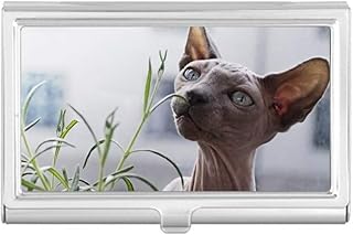 Animal Gray Thin Cat Photograph Business Card Holder Case Pocket Box Wallet