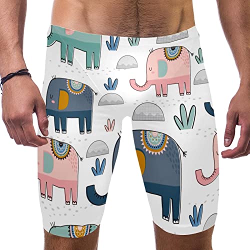Bañadores de natación de pierna cuadrada para hombre con estampado de elefante blanco lindo