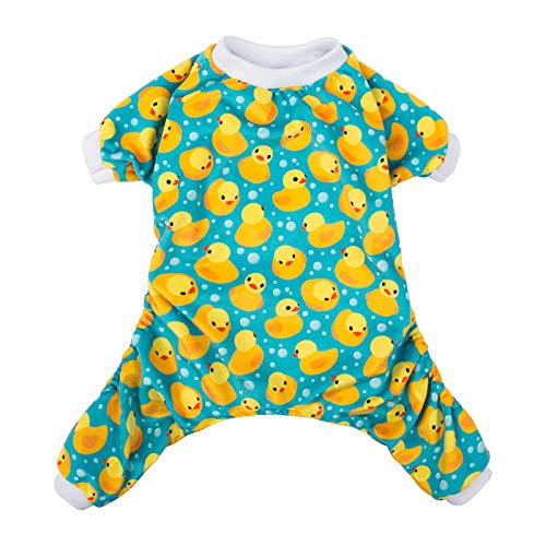 CuteBone Dog Pajamas Yellow Ducks Dog Apparel Dog Jumpsuit Pet Clothes Pajamas Coat Xmas P50XS