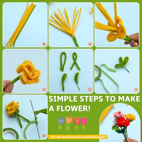 Image of 100 PCS Pipe Cleaners Bulk Craft Suppies Light Yellow Pipe Cleaners | Chenille Stems Craft Pipe Cleaners for Crafts Cleaning Flower Making Featival Decorations