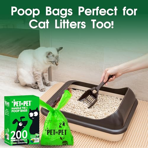 Image of Pet N Pet 800 Counts Unscented Dog Poop Bags Rolls with Tie Handles, 41% Plant Based & 59% PE Poop Bags for Dogs, Extra-Thick Doggie Poo Bag, Pet Waste Bag