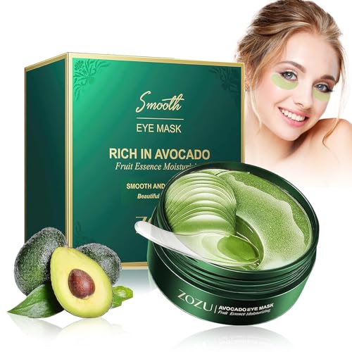 Patch Occhi di Avocado 60 Pezzi di Maschera Occhi di Avocado Naturale, Patch Occhiaie e Borse Eye Patch, Maschere Occhi per Rimuovere gli Occhiaie, Eye Mask per gli Occhi Contro le Rughe