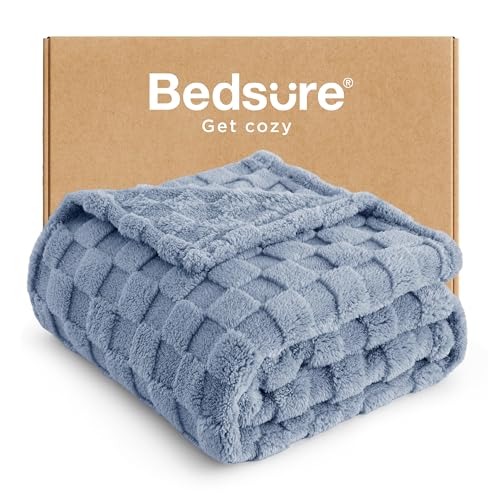 Bedsure GentleSoft Ashley Blue Twin XL Blanket for Bed - Super Soft Cozy Fleece Blankets for Women, Cute Throws for Girls, Dorm Room Essentials for Girls Teens Back to School, 66x90 Inches
