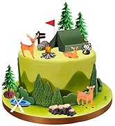 15PCS Camping Cake Decorations - Camping Cake Toppers Fireside Camp Decor Set for Kids Camper Cam...