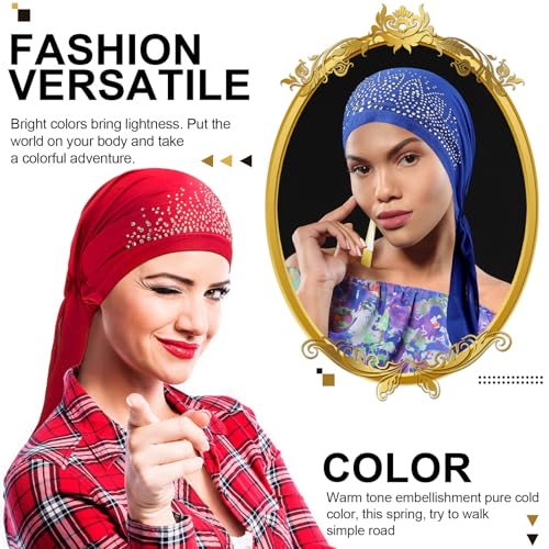 Image of Geyoga 6 Pcs Chemo Headwear for Women Pre-tied Head Scarf Headwrap, Classic | Sequin Pre Tied Head Wraps, Stretchy Turban Cap, Cancer Patients, Daily Wear
