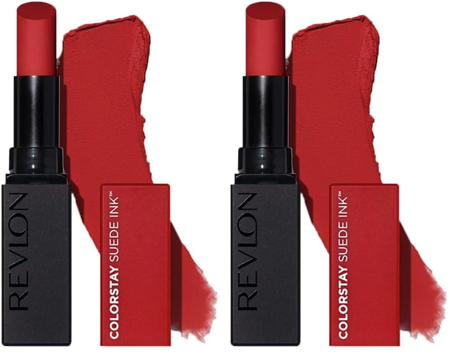 Image of REVLON ColorStay Suede INK Lipstick, Waterproof, Longwear, Transfer proof, Antioxidant-rich Vitamin E, With Vegan Formula made without parabens, That Girl - 008 (Pack of 2)