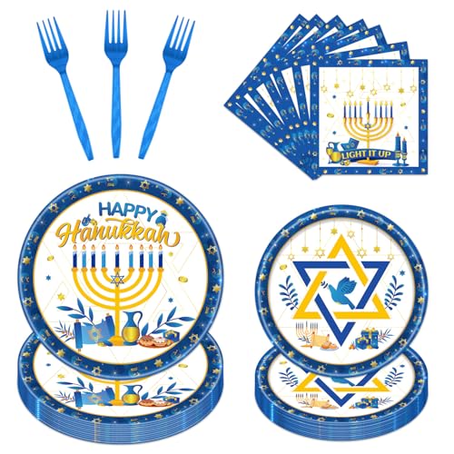 Rakuto-Happy-Hanukkah-Party-Decorations-96PCS-Hanukkah-Decorations-Paper-Plates-and-Napkins-Forks-Disposable-Tableware-Set-Menorah-Holiday-Party-Decor-Chanukah-Party-Supplies-for-Home-Serve-24 Rakuto Happy Hanukkah Party Decorations 96PCS Hanukkah Decorations Paper Plates and Napkins Forks Disposable Tableware Set Menorah Holiday Party Decor Chanukah Party Supplies for Home Serve 24
