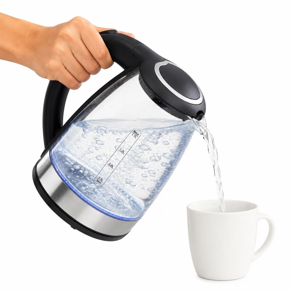 Drumstone Electric Glass Kettle 1.8L 2000W Fast Boiling, Auto Shut-Off, Boil Dry Protection, 360° Swivel Base, Blue LED Light, Water Level -(𝐒𝐩𝐞𝐜𝐢𝐚𝐥 𝟏𝟓 𝐘𝐞𝐚𝐫𝐬 𝐖𝐚𝐫𝐫𝐚𝐧𝐭𝐲)-image-47