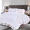 Masaca White Twin Comforter with Ruffles,Shabby Boho Chic Ruffle Comforter Set Farmhouse Twin Bedding Sets,3pcs Vintage Aesthetic Kids Bedding Sets for Girls #2