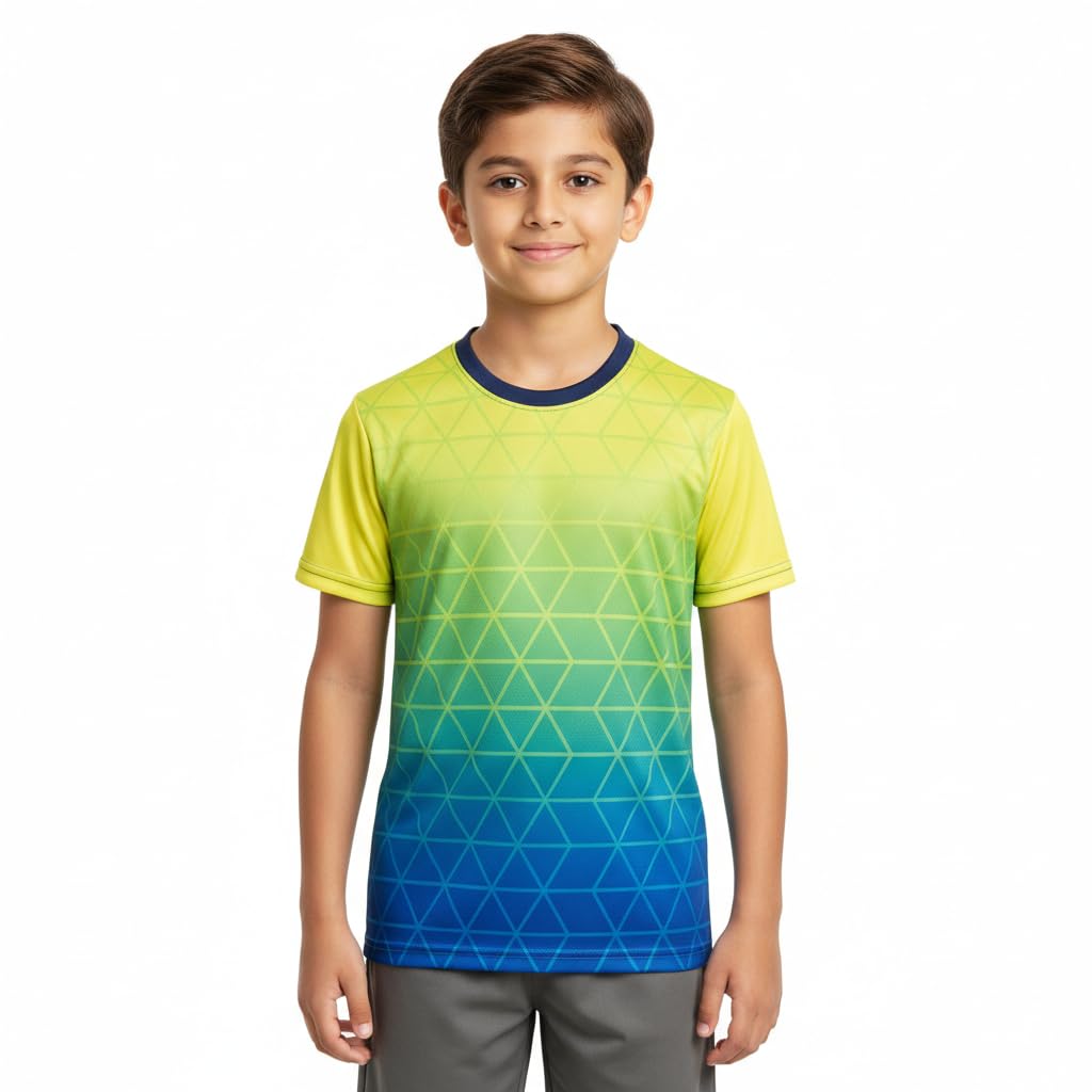 Kids Sports T Shirt Boys Girls Quick Dry Breathable Lightweight Jersey | Running Cricket Football Outdoor Play | Age 5-14 Years-image-0