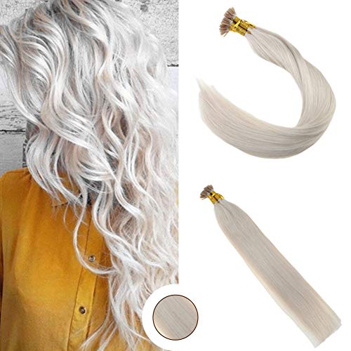 Ugeat 16" I Tip Keratin Extensions Remy Extensions Silky Straight Itip Human Hair Extensions #60 Light Blonde Prebonded 50strands Per Package