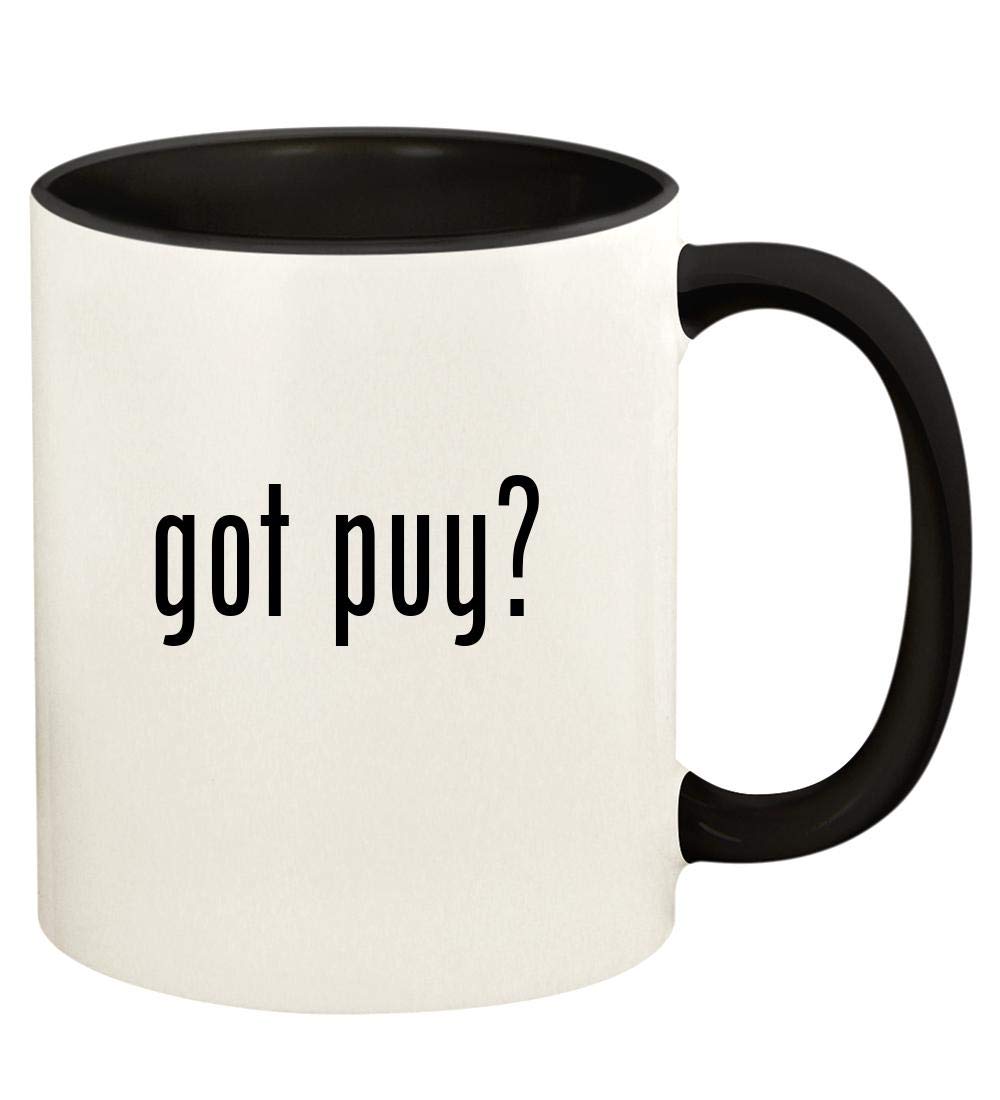 got puy? - 11oz Ceramic Colored Handle and Inside Coffee Mug Cup, Black