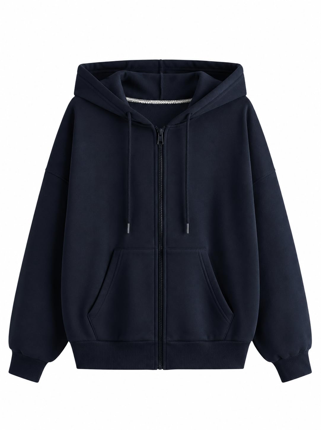 Women's Solid Zip-Up Hoodie Jacket | Full Sleeve Hooded Sweatshirt with Kangaroo Pockets | Casual Winter Wear Hoodie for Women-image-48