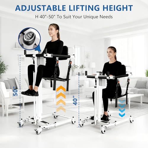 Upgrade Electric Patient Lift Transfer Chair - Foldable Transfer Lift Chair for Car- Handicap Lift Shower Chair, Bathroom Wheelchairs Transfer Chairs for Seniors, Adults & Disabled