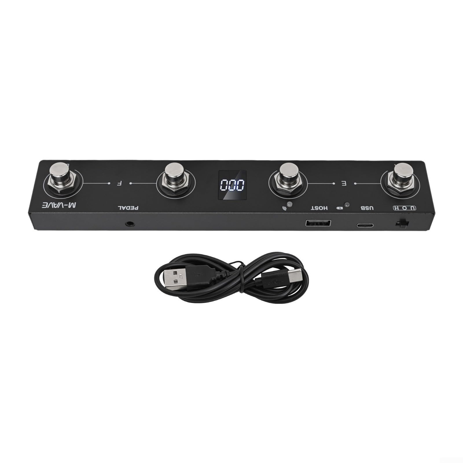 Controller MIDI-Footswitch ricaricabile a 4 pulsanti per M-VAVE Chocolate Plus, pedale BLE wireless USB con batteria da 300 mAh, compatibile con app Page-Turner (nero)