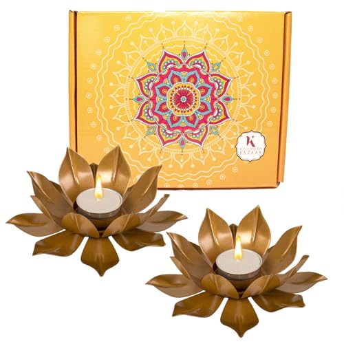 Lotus Tealight Holder with Tealight for Diwali Decoration (Pack o...
