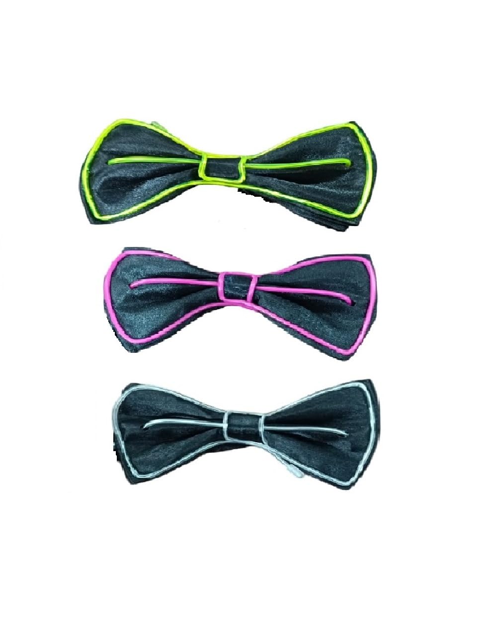 party crave Light Up Led Bow Tie For Men, Led Bow tie For Nighty Club Party, Pool Party, Birthday, Wedding & More | Mens Accessory Supplies - Black Color (Multi-Color LED Lights)-picture-50