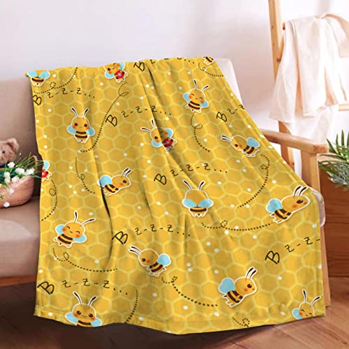Cute Bee Blankets Super Soft for Bed Couch Sofa Fuzzy Warm Cozy Lightweight Throw for Friend Adults Women Men 50"x40" Small for Kids
