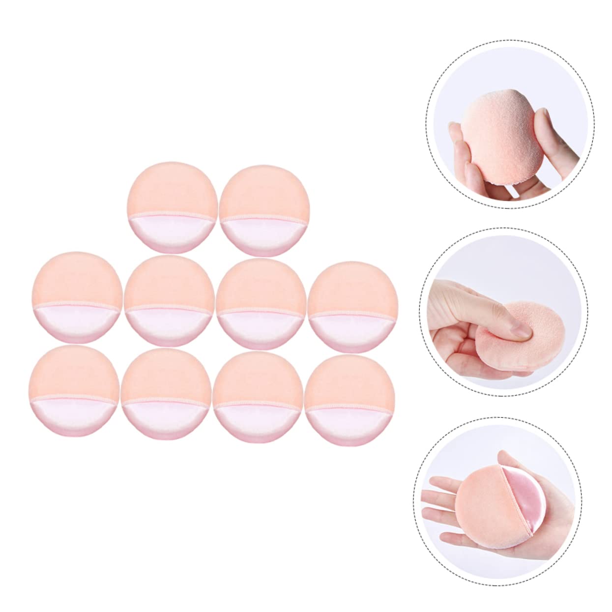 VICASKY 10pcs Makeup Powder Rounded Cosmetics Puff Set Comfortable Easy to Use for Women