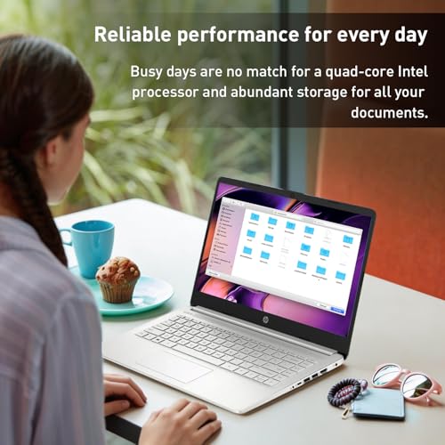 Image of HP Ultrabook 14 Laptop Computer Business Study & Home 2026, MS Office for The Web + Win11 Home, Quad-Core Intel CPU, 128GB SSD, WiFi 6, Bundle Thunderobot Wireless Mouse