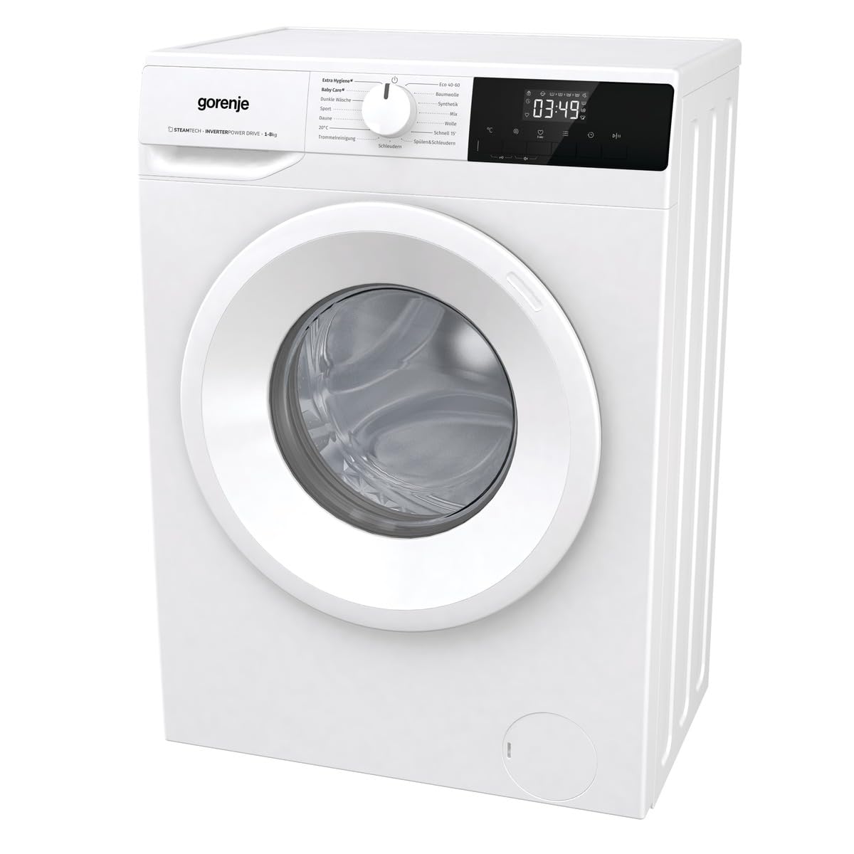 Gorenje WNHPI84APS/DE Waschmaschine mit Dampffunktion / 8kg, 54L / 1400 U / 15 Programme/AquaStop/Inverter PowerDrive Motor/RainDrop Trommel/Kindersicherung/EEK A/Weiß