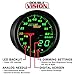 MaxTow Double Vision 60 PSI Turbo Boost Gauge Kit - Includes Electronic Pressure Sensor - Black Gauge Face - Green LED Illuminated Dial - Analog & Digital Readouts - for Diesel Trucks - 2-1/16