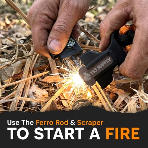 Paracord Bracelet Compass Hiking Survival Kit Emergency Whistle Fire Starter Camping Gear Hiking Essentials Fishing Hunting Accessories EDC Backpacking Gear Tactical Survival Gear Equipment - Image 5