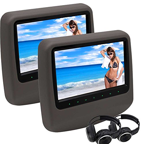 2X Headphones EinCar 9'' Twin Screen DVD Player Portable Car Headrest Monitor