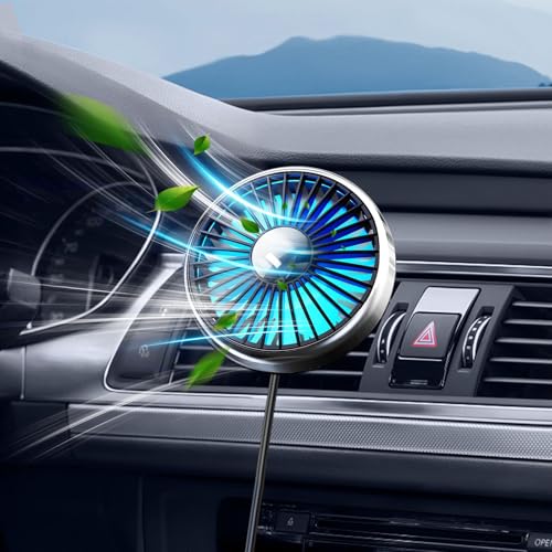 xuenair 5V USB-Autoventilator für Auto SUV Wohnmobil & Pickup Mini-Autoventilator mit bunter Beleuchtung 3 Geschwindigkeiten leiser Idealventilator für FREE NOW Uber Bolt & Taxifahrer