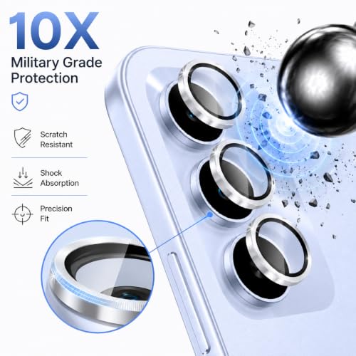 Image of FIRST MART Silver Camera Ring Guard Protector for Realme C83 | Tempered Glass with Metal Alloy Rings, HD Clear, Scratch Resistant, Case-Friendly | Pack of 1