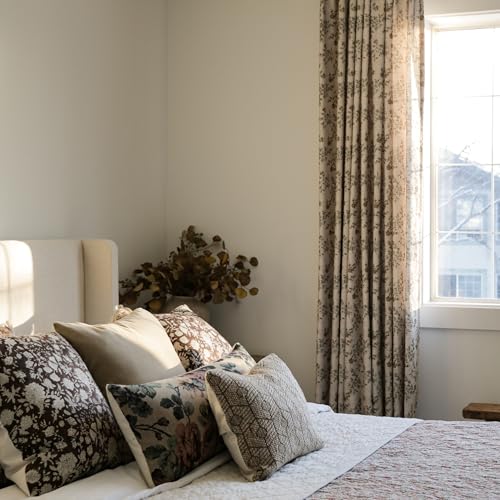 Image of TWOPAGES Sarale Series Print Curtain Light Filtering Linen Blend Customized Curtain Drapery, Single Panel
