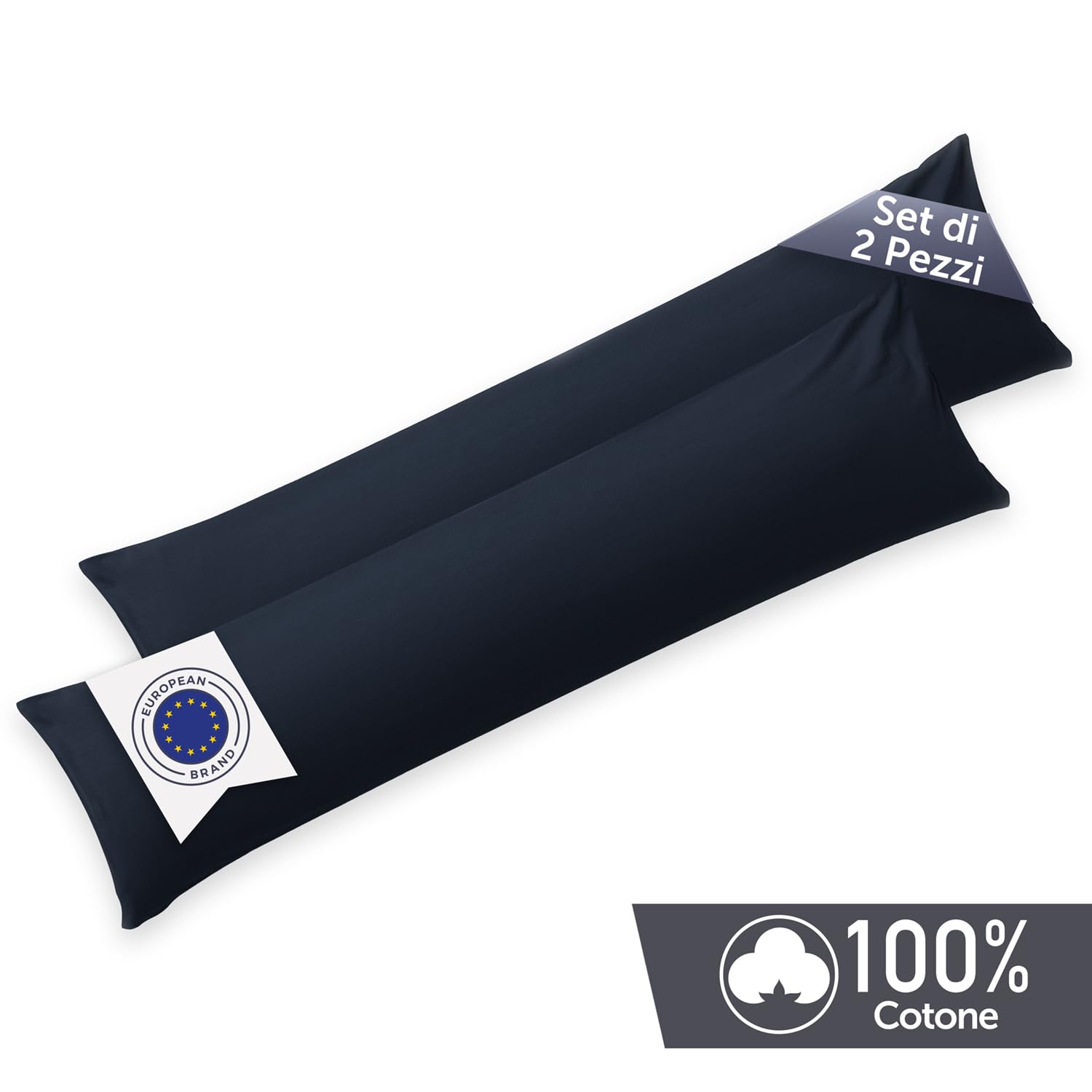 Federe Cuscino Matrimoniale Jersey - Set Di 2 - 100% Cotone Certificato Oeko-Tex - Giallo - Foto 6