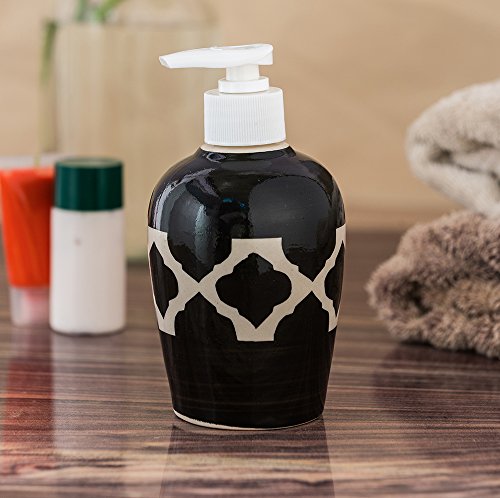 Image of Ceramic Liquid Soap Dispenser, 300 ml, Black Chidi 2 | Refillable Pump Bottle for Hand Wash, Lotion, Shampoo & Kitchen Use, 2 Pieces