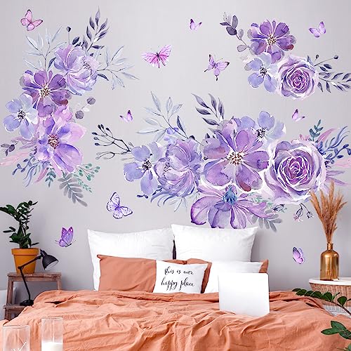 Vinilos Decorativos Flores 3D 8 Piezas 60x30 cm Morado miniatura 4